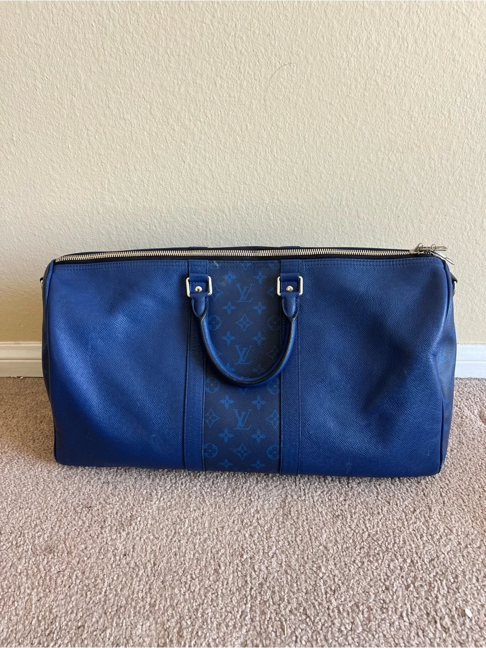 Louis Vuitton Blue Monogram Canvas Travel Duffle
